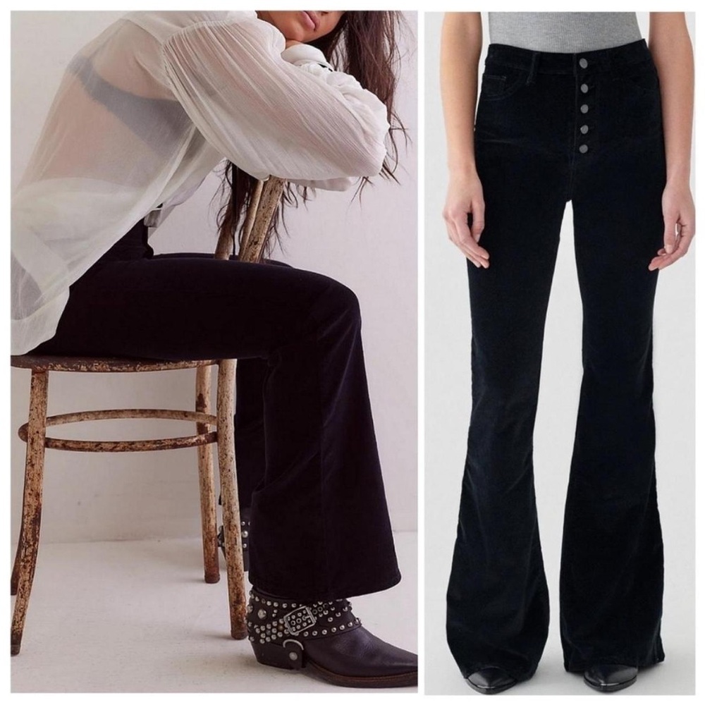 Black Corduroy Button-Fly Free People Pants